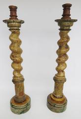18th Century Pair of Painted Column Torcheres