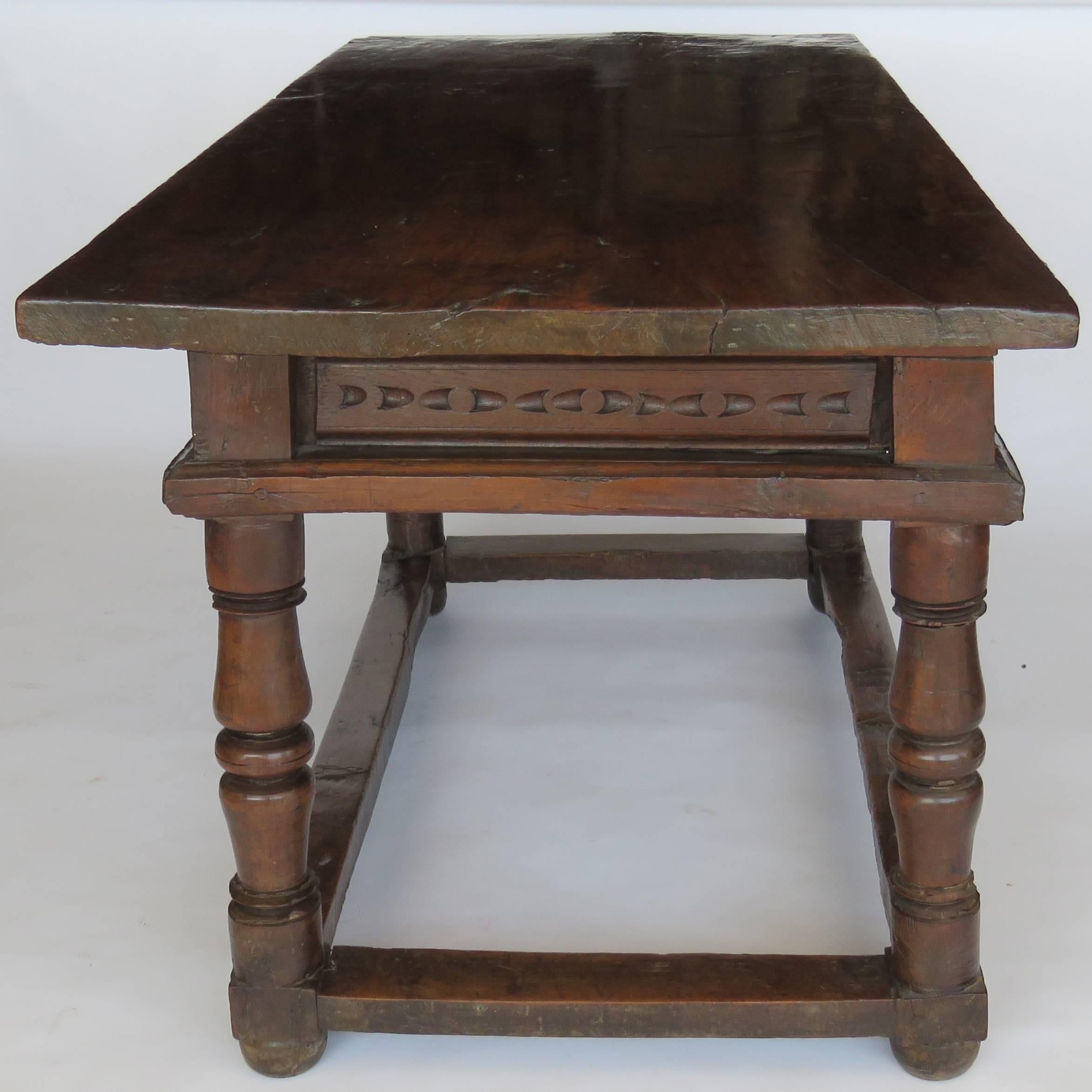 17th Century Baroque Walnut Library Center Table For Sale 2