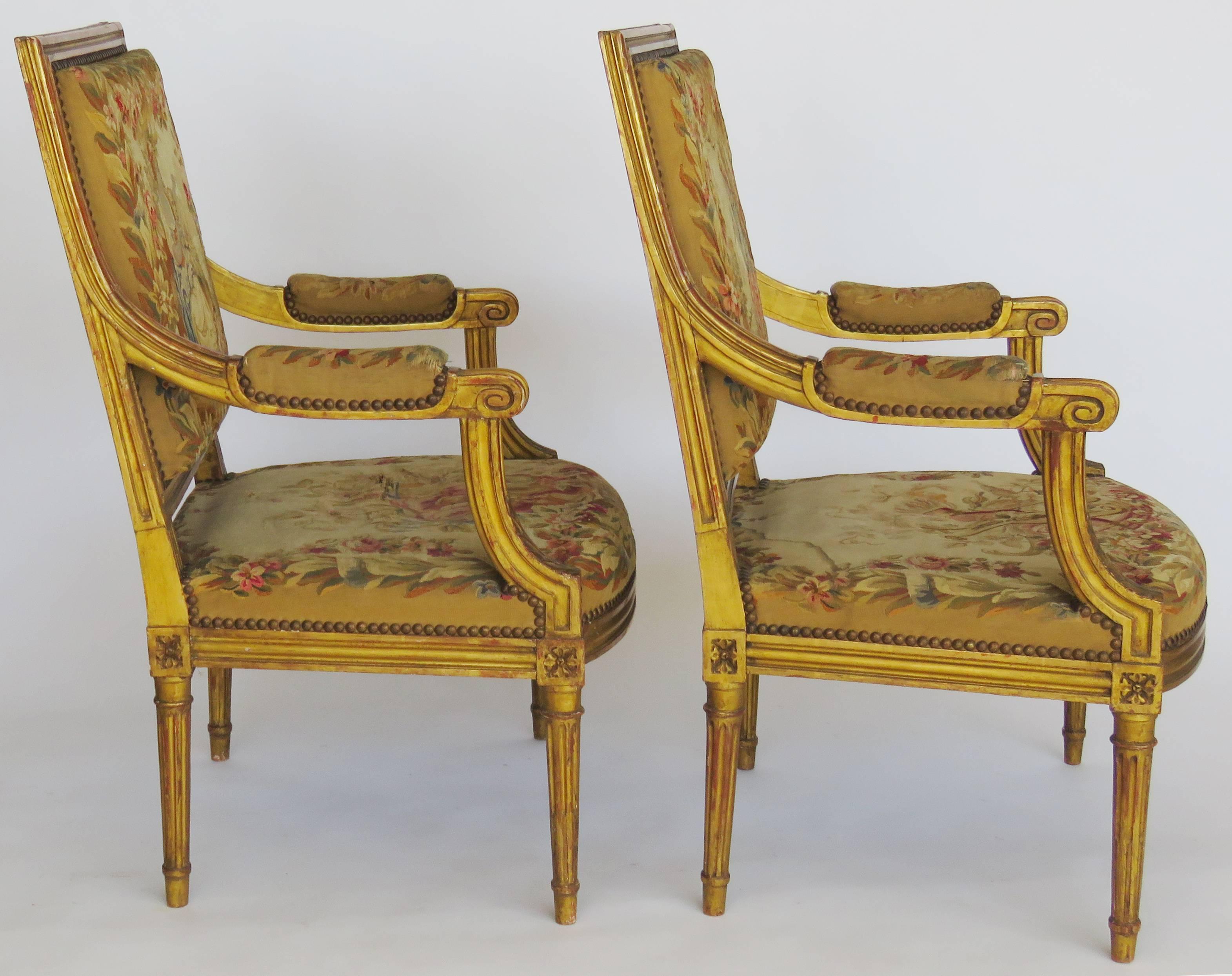 French 19th Century Giltwood Louis XVI Style Parlour Set