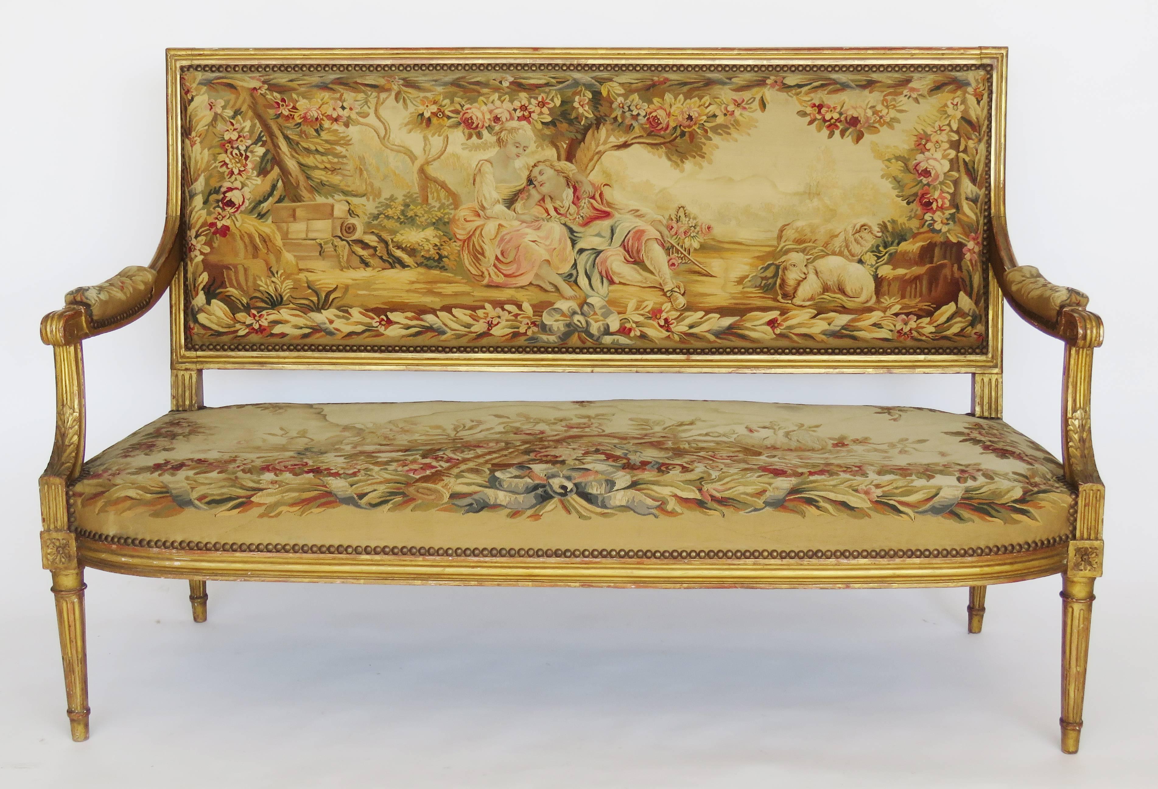 19th Century Giltwood Louis XVI Style Parlour Set 1