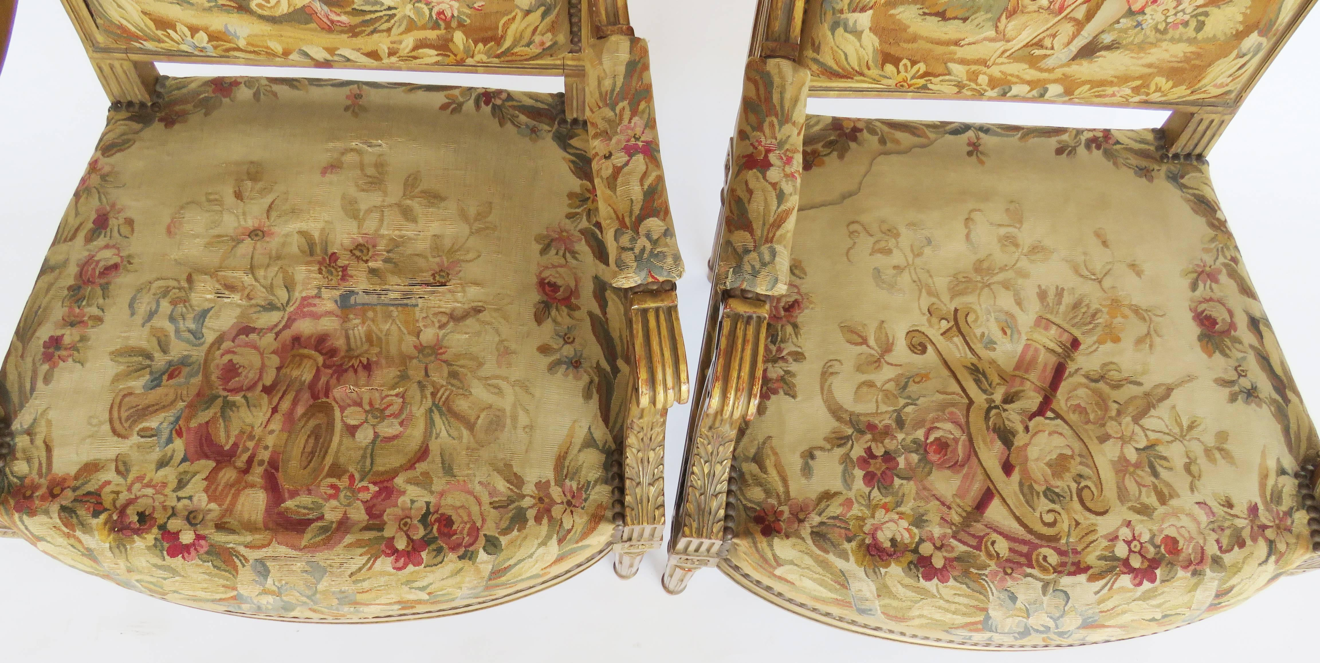 19th Century Giltwood Louis XVI Style Parlour Set In Good Condition In Alella, ES