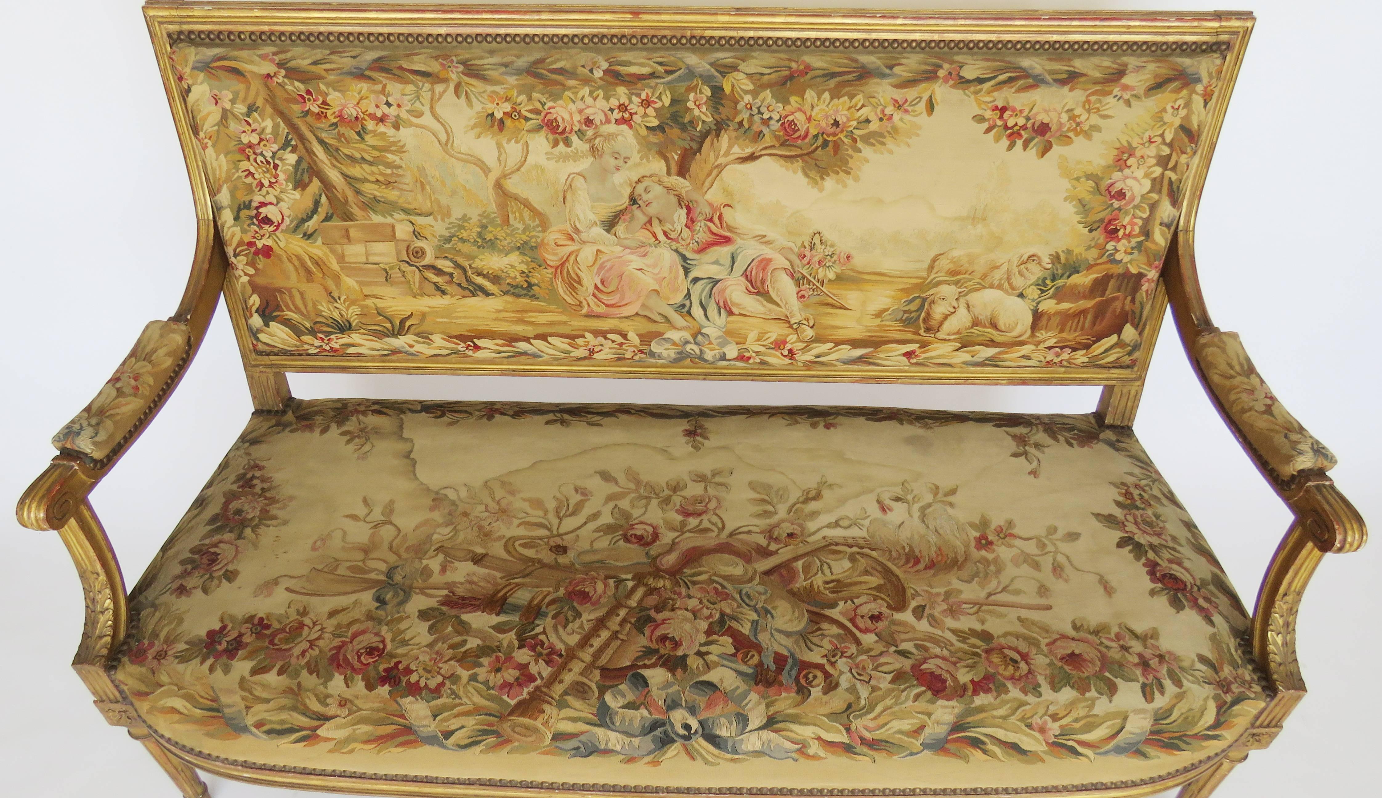 19th Century Giltwood Louis XVI Style Parlour Set 2