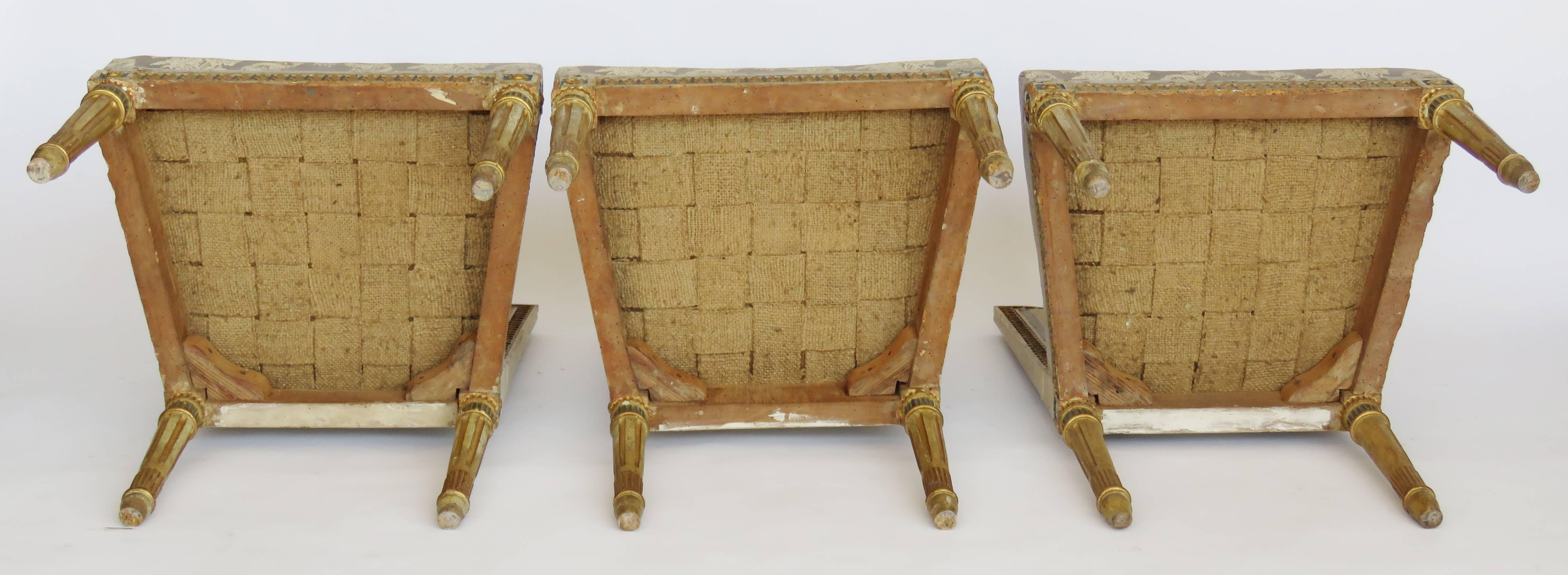 Set of Three Giltwood Louis XVI Style Chairs For Sale 1