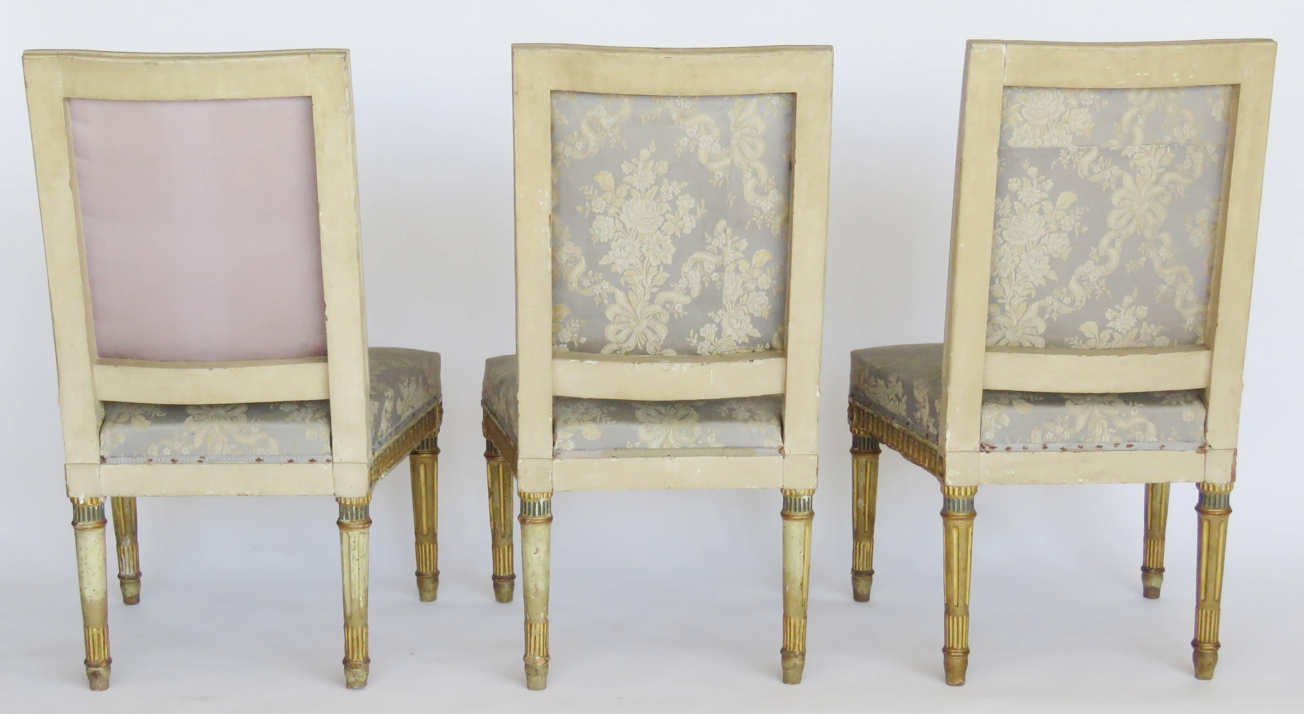 Set of Three Giltwood Louis XVI Style Chairs In Good Condition For Sale In Alella, ES