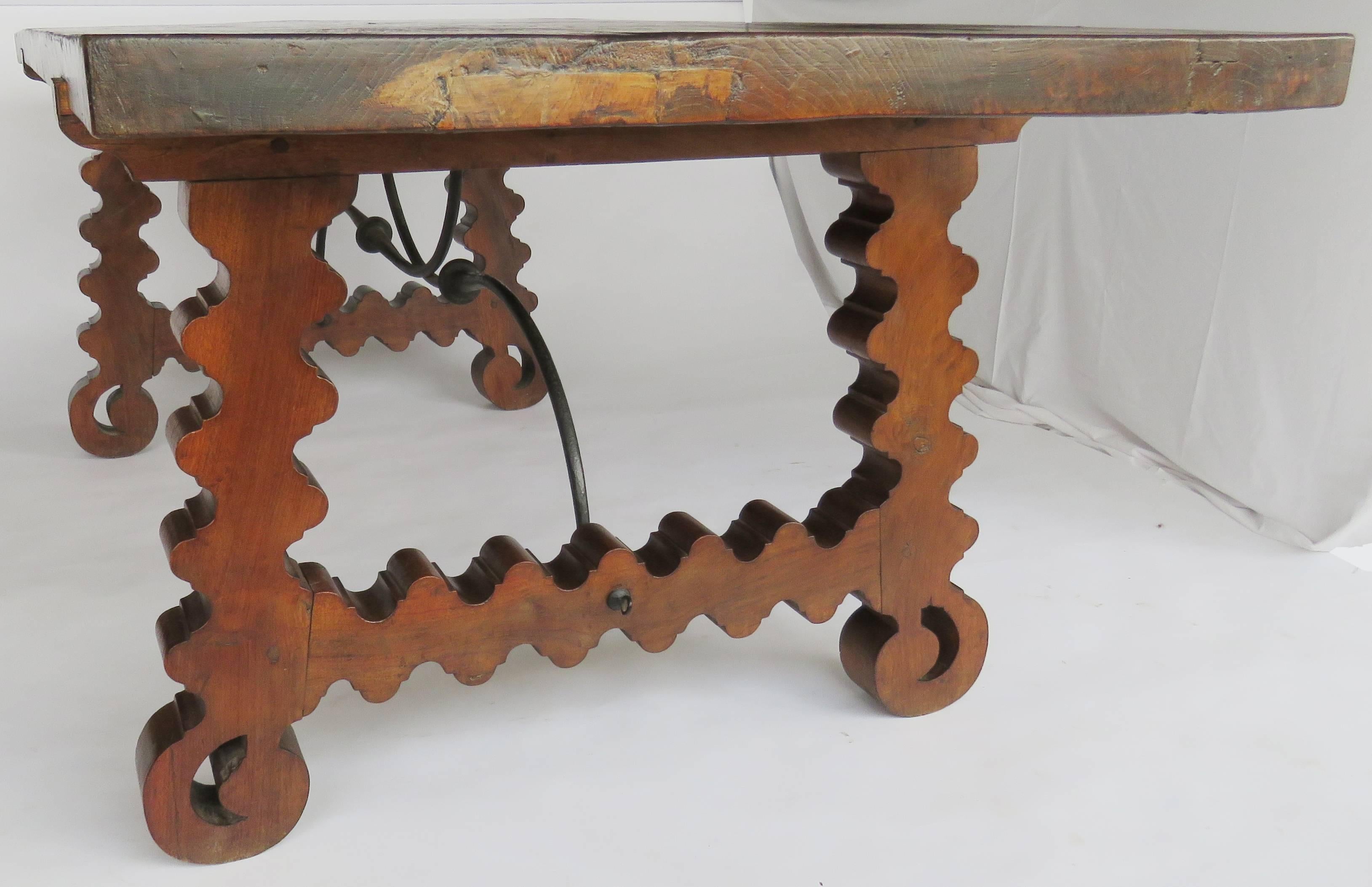 Hand-Crafted Walnut Trestle Dining Table For Sale