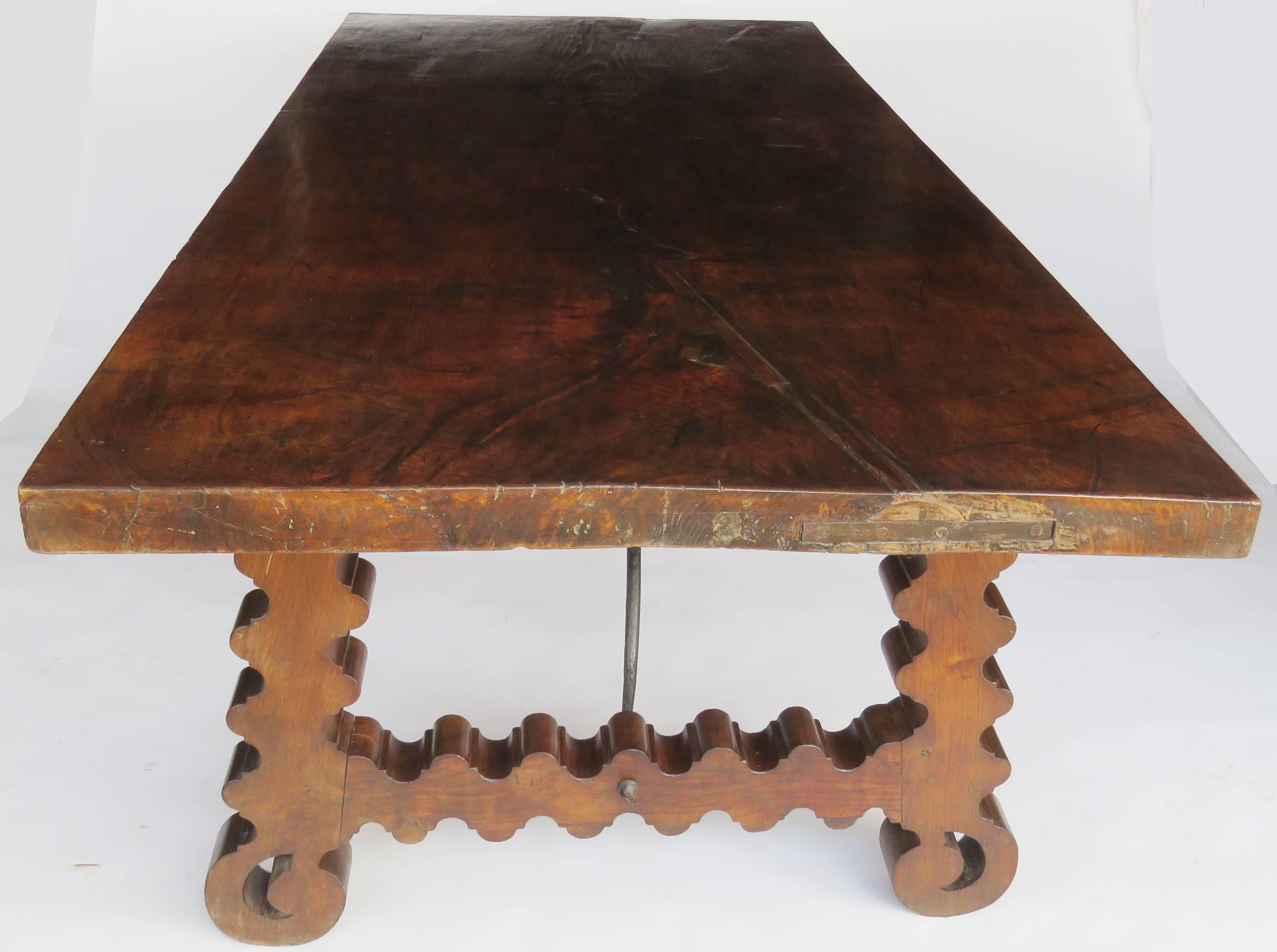 Baroque Walnut Trestle Dining Table For Sale