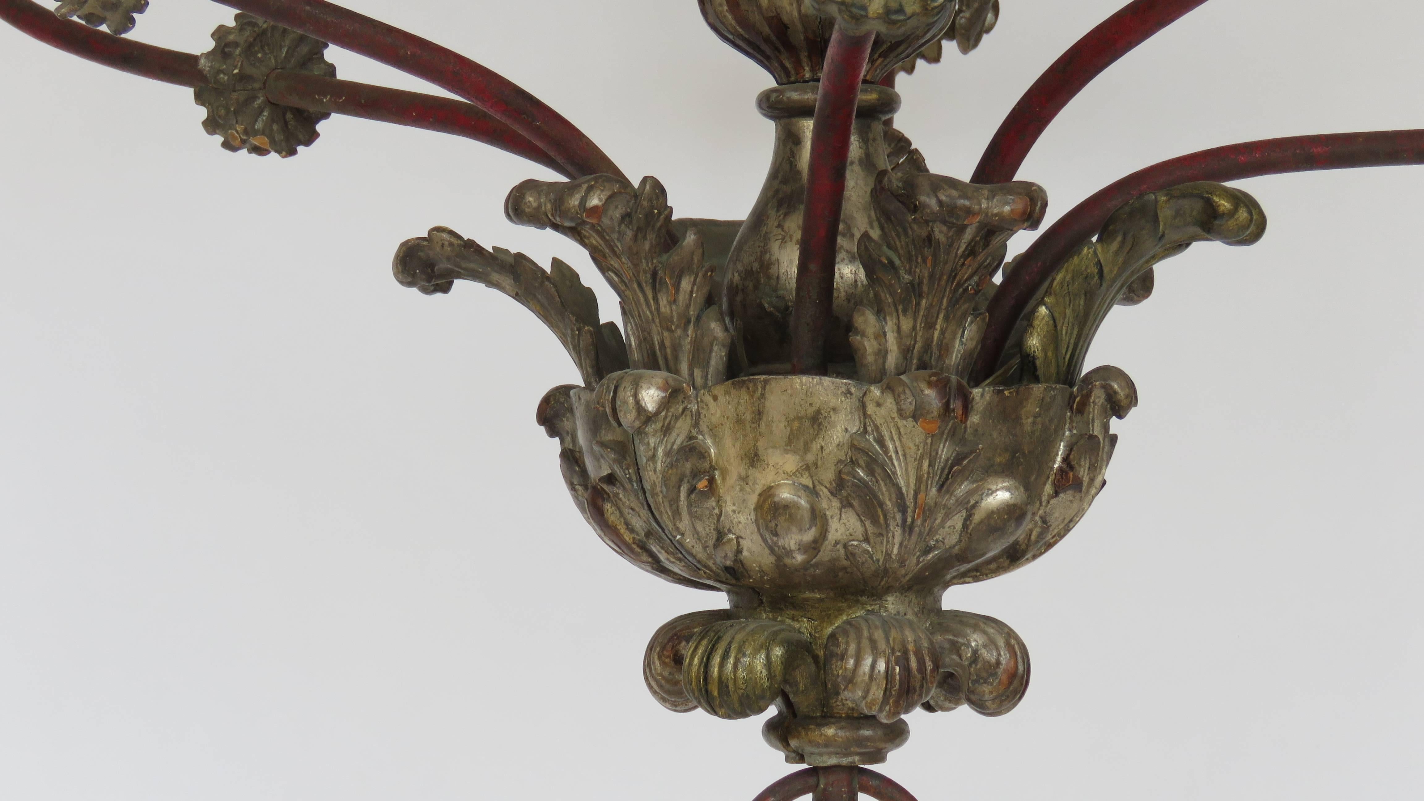 Early 19th Century Italian Large Painted Iron and Wood Chandelier 3