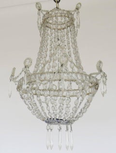 19th Century Neoclassical Crystal Basket Chandelier