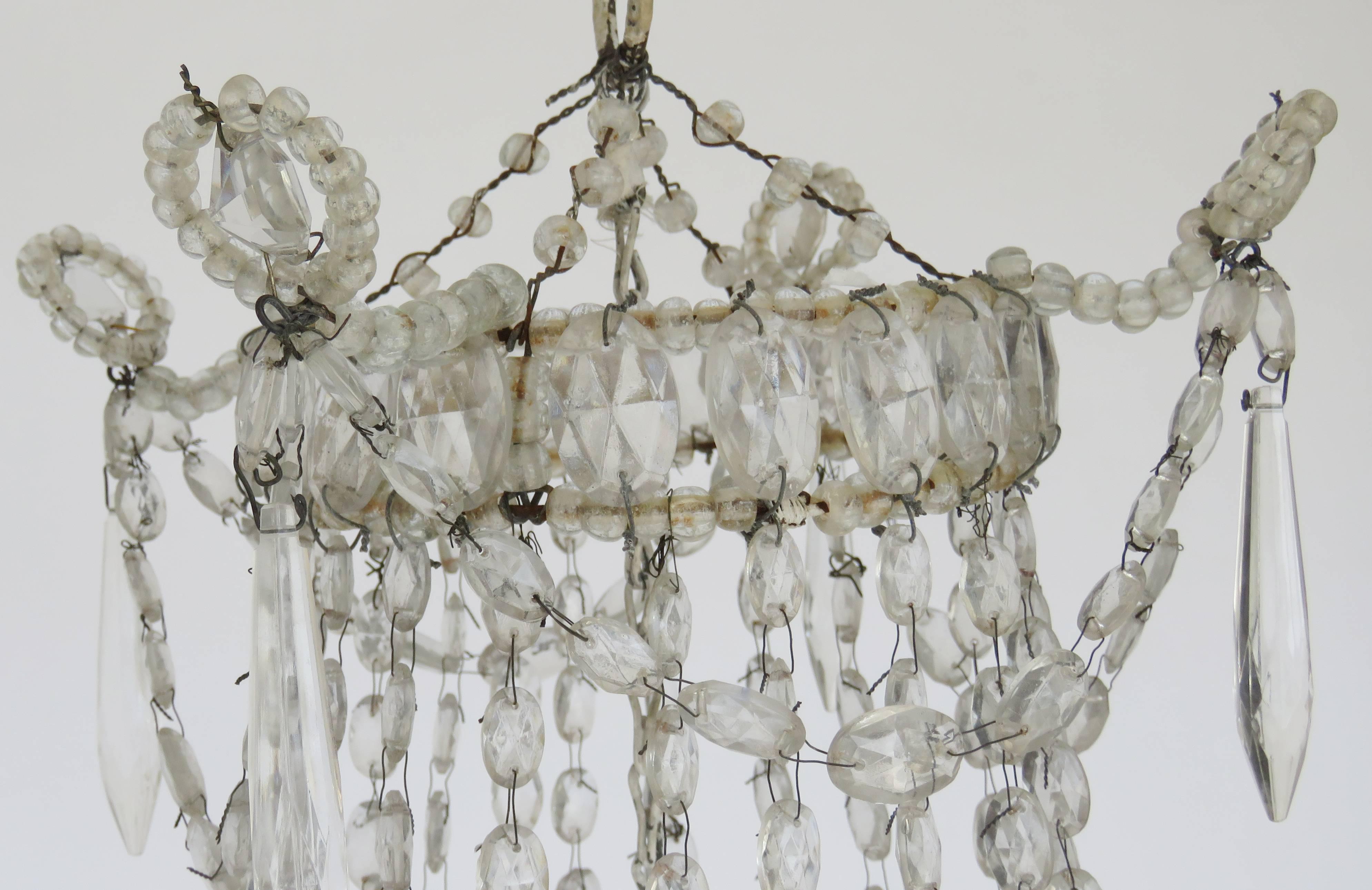 19th Century Neoclassical Crystal Basket Chandelier In Excellent Condition For Sale In Alella, ES