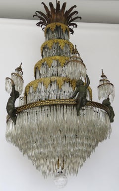 Large 19th Century Louis XVI Style Bronze Chandelier, 24 Lights