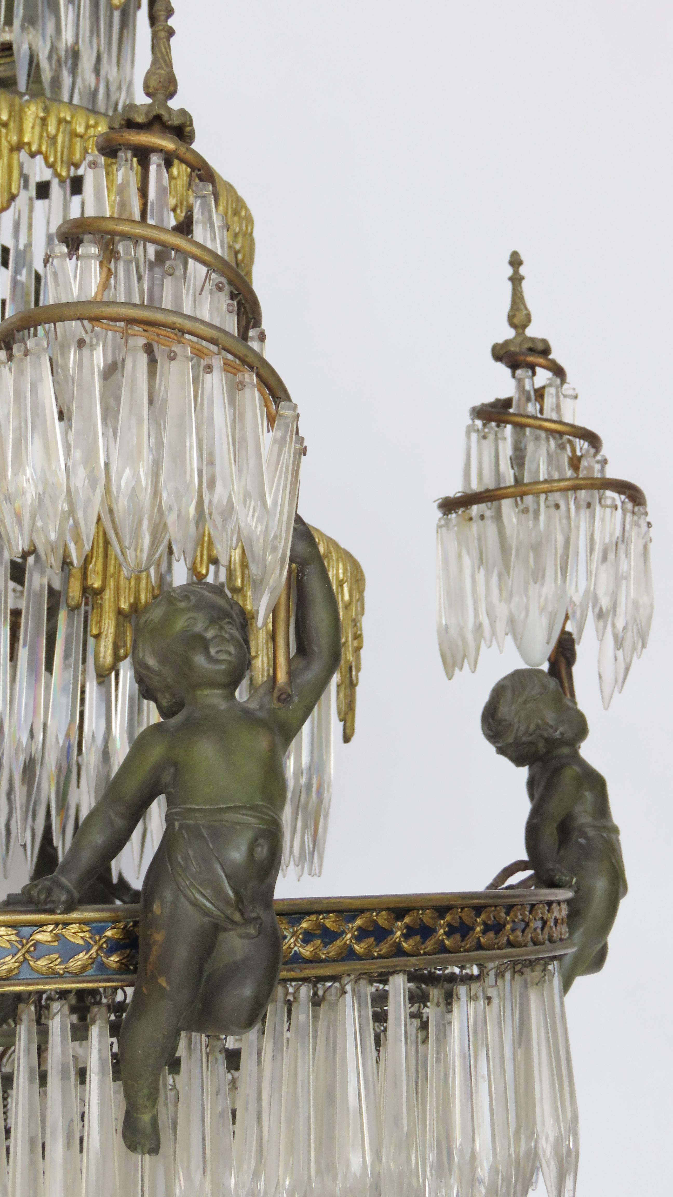 Large 19th Century Louis XVI Style Bronze Chandelier, 24 Lights For Sale 3