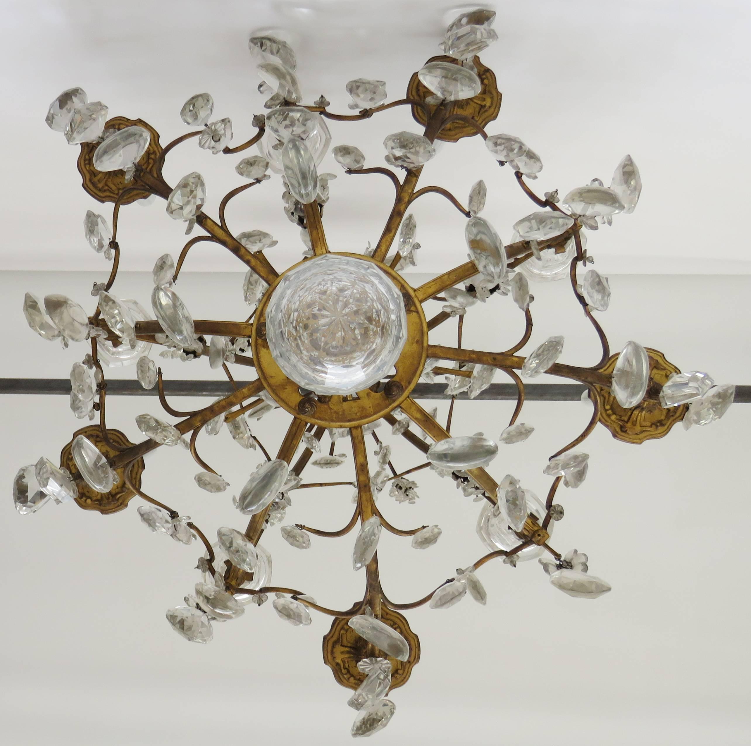 19th Century Baccarat Louis XV Gilt Bronze and Rock Crystal Chandelier For Sale 6