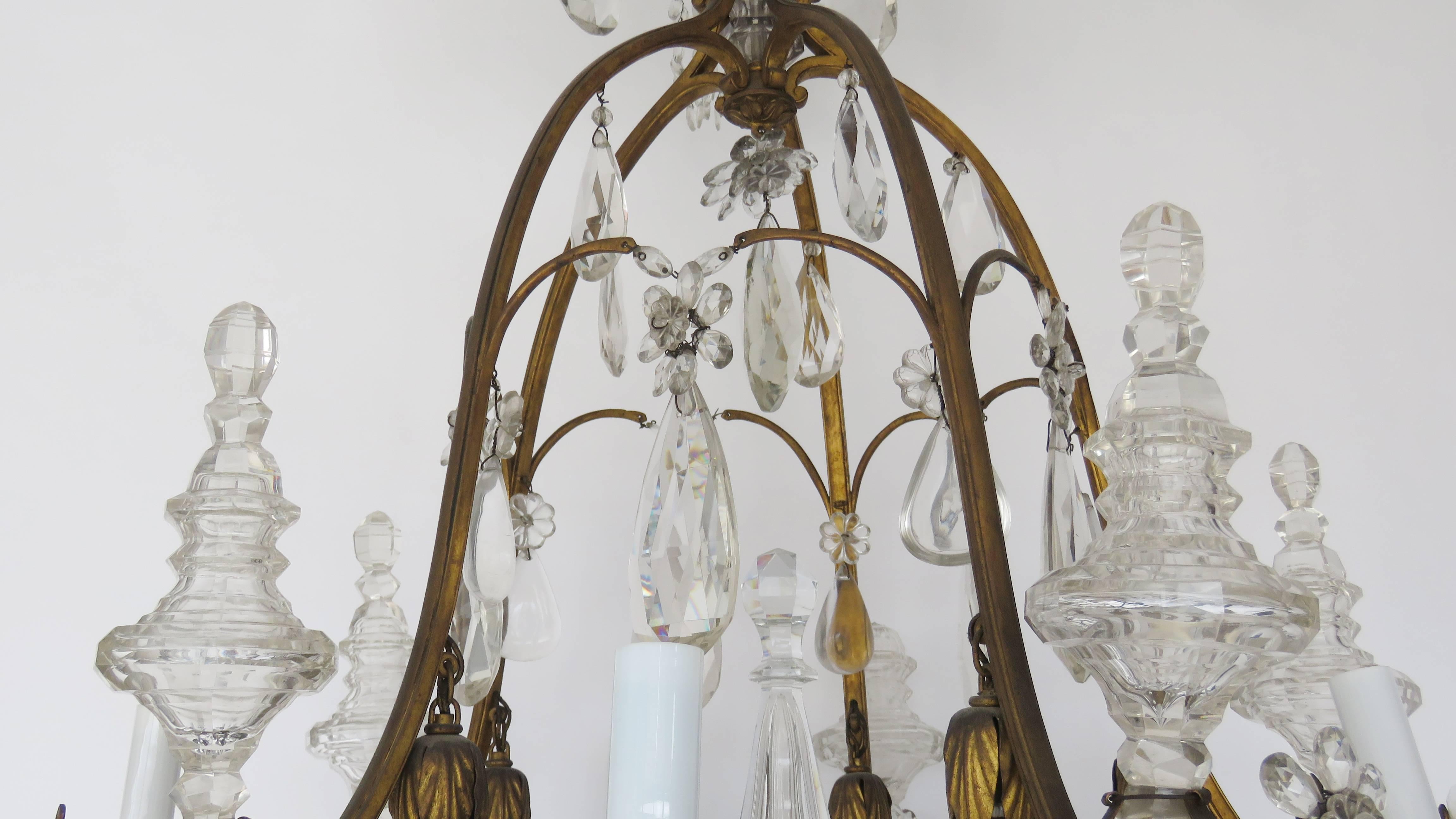 19th Century Baccarat Louis XV Gilt Bronze and Rock Crystal Chandelier For Sale 2