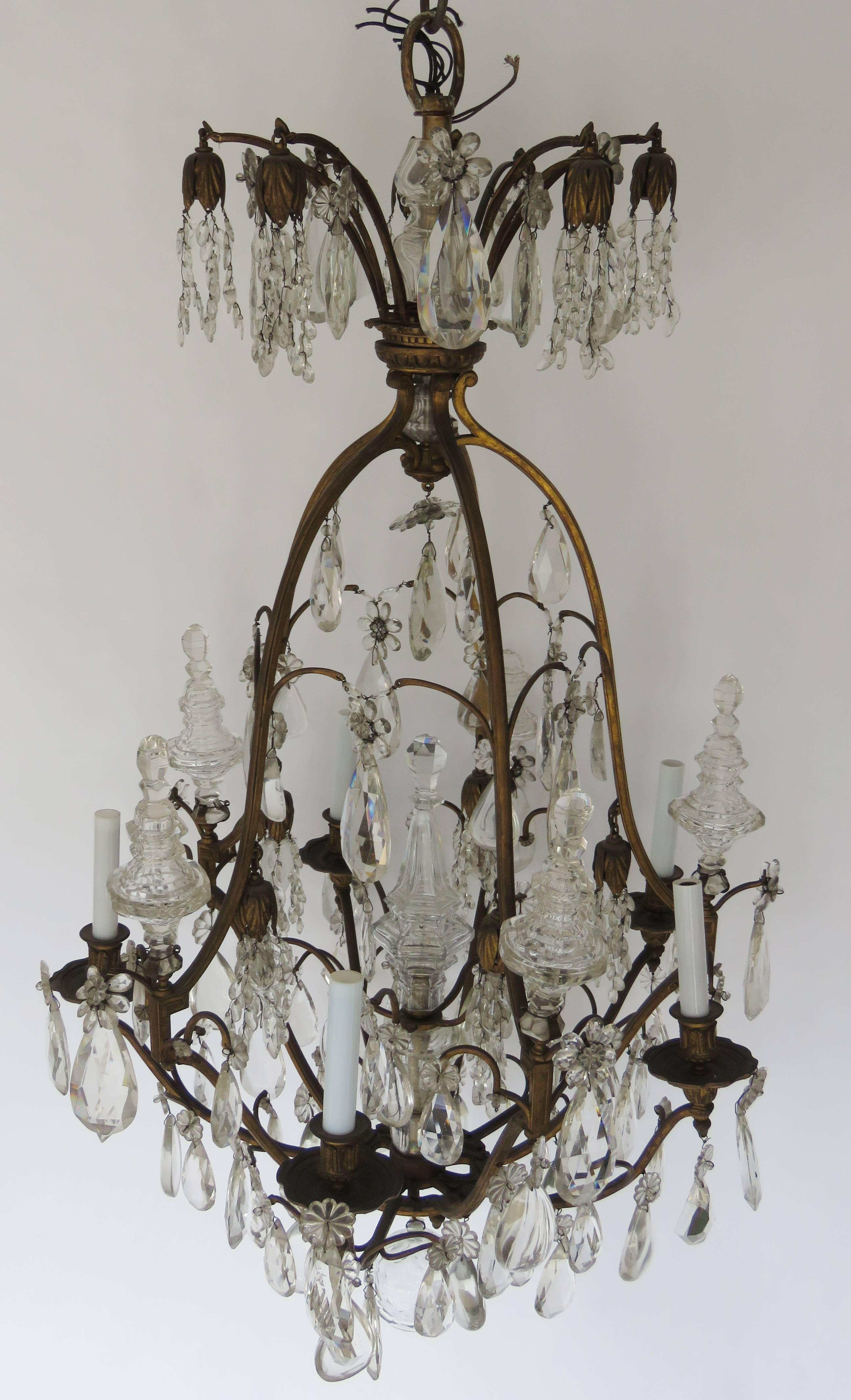 French 19th Century Baccarat Louis XV Gilt Bronze and Rock Crystal Chandelier For Sale