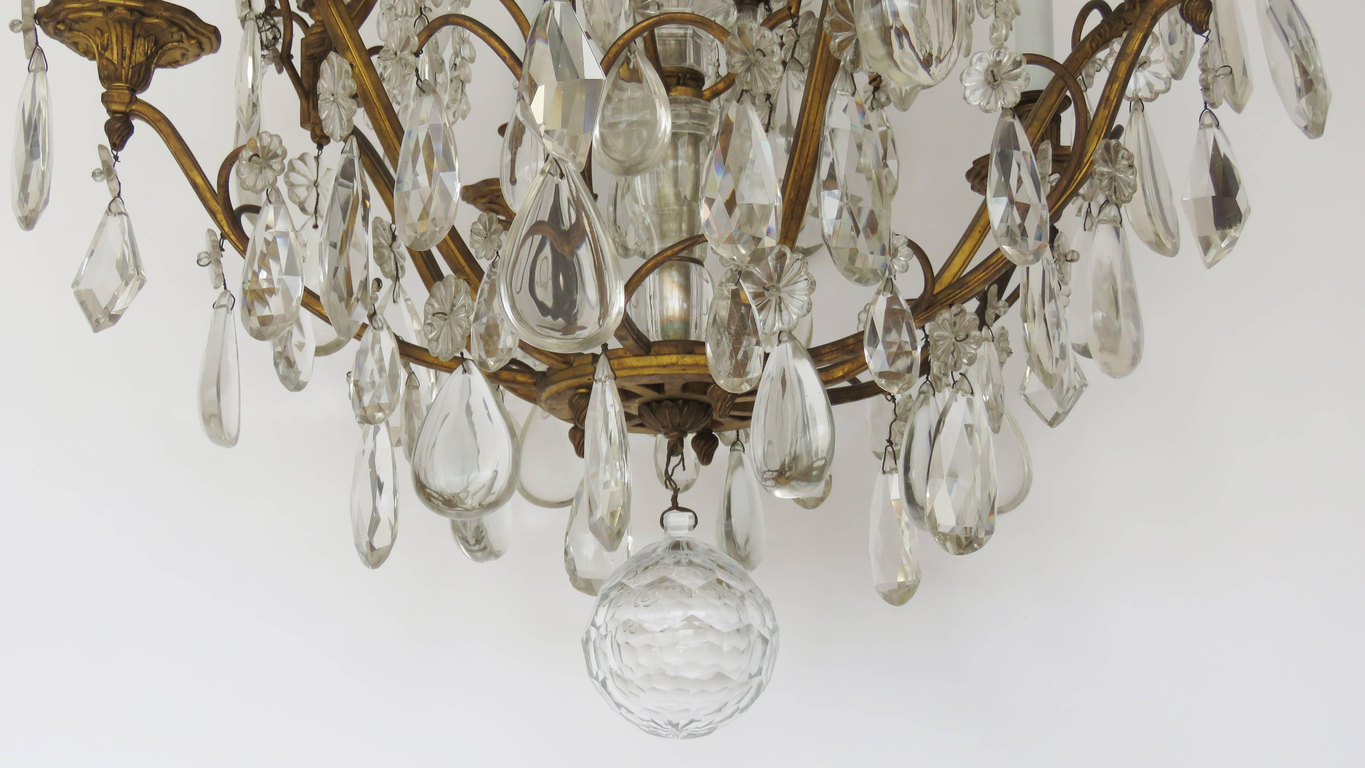 19th Century Baccarat Louis XV Gilt Bronze and Rock Crystal Chandelier For Sale 5