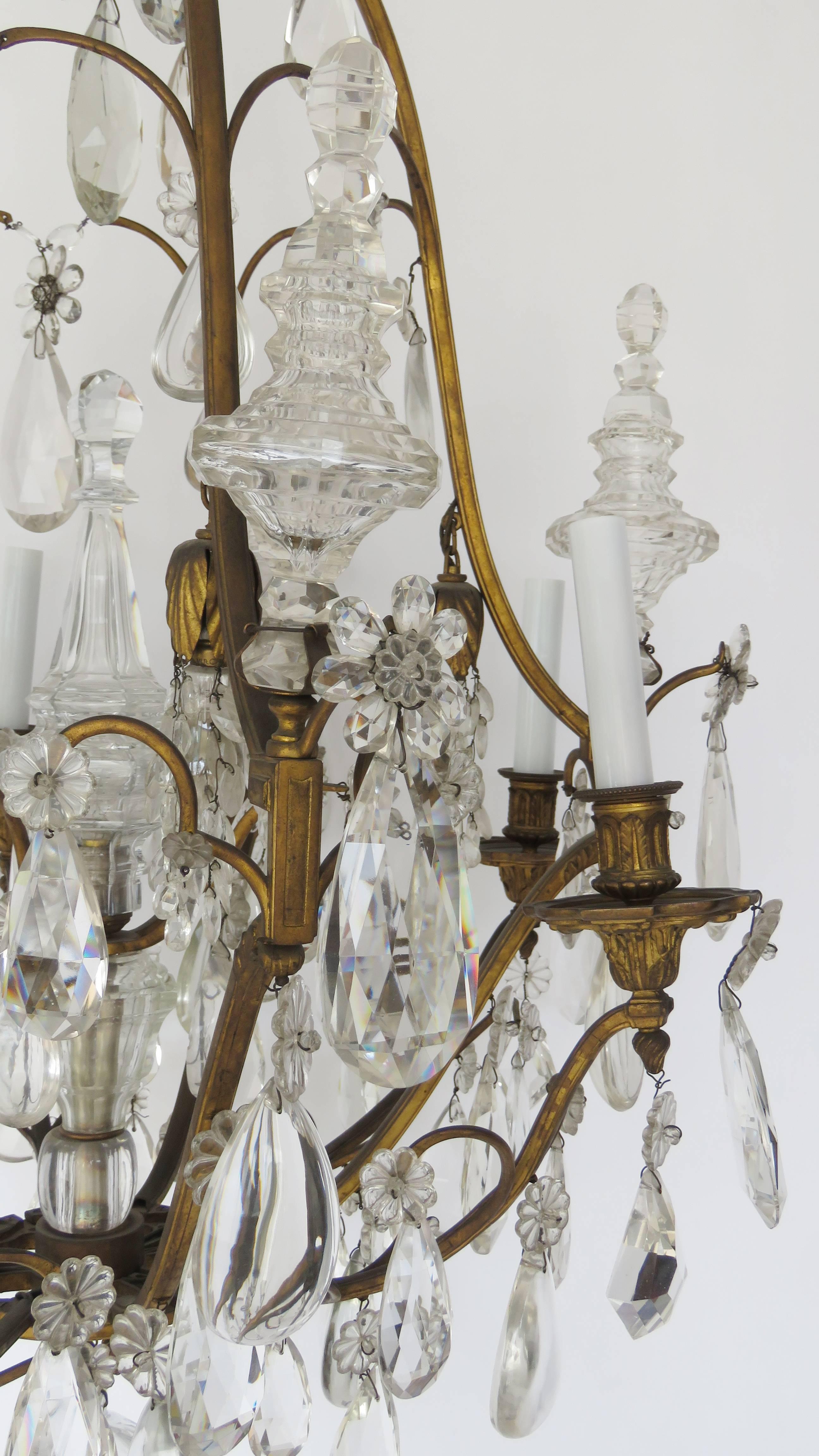 19th Century Baccarat Louis XV Gilt Bronze and Rock Crystal Chandelier For Sale 3