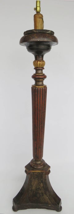 19th Century Large Polychrome Wood Floor Lamp