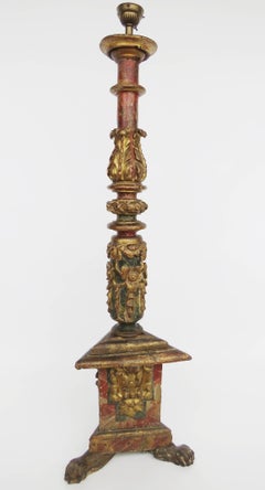 18th Century Polychromed Church Torchere