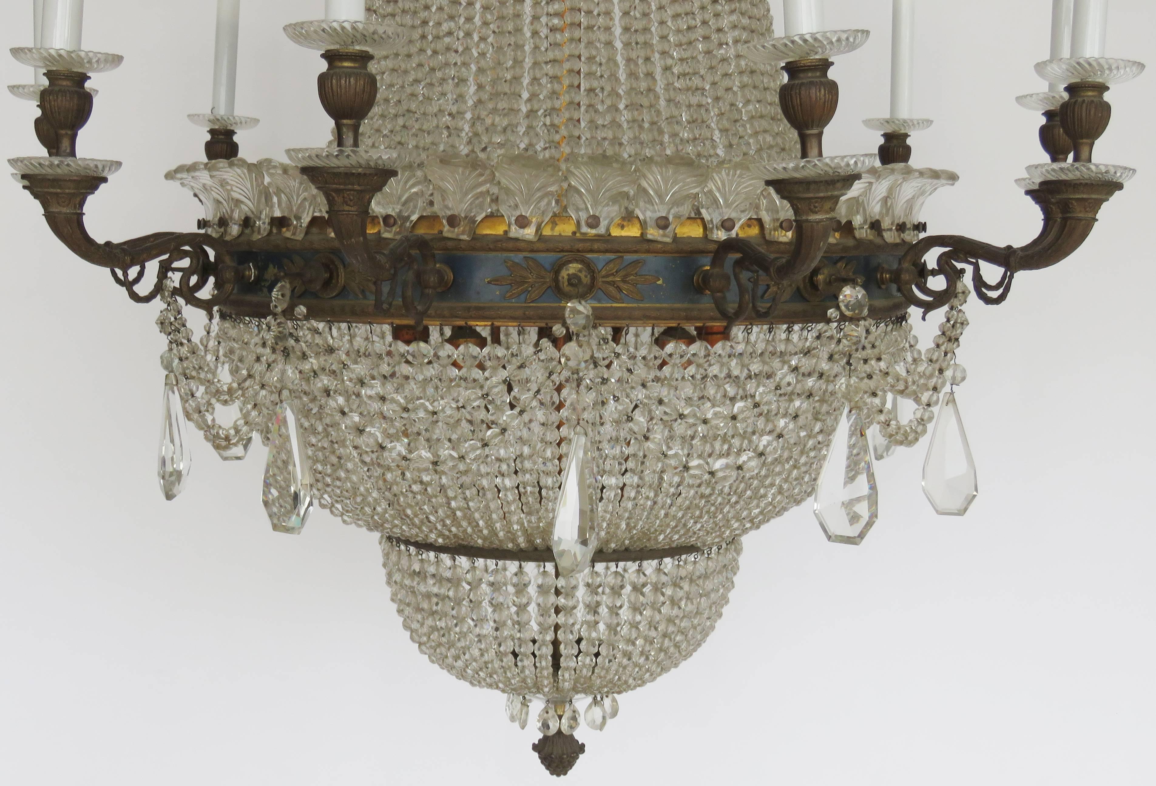 19th Century Empire Gilt Bronze and Crystal Chandelier, 10 + 15 Lights 1