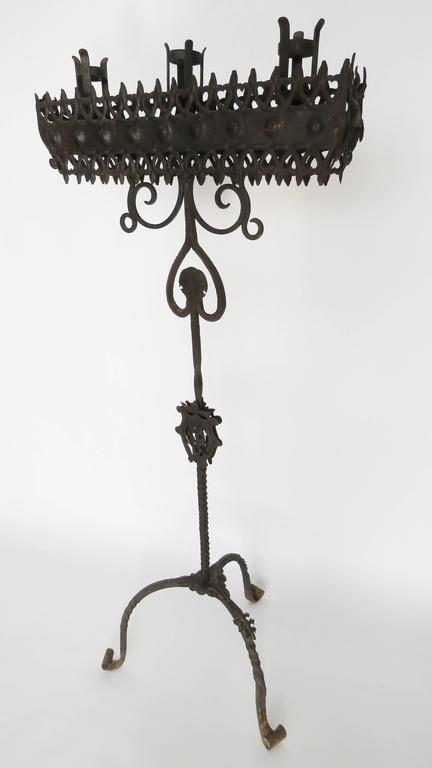 18th Century Brought Iron Torchère Floor Lamp For Sale at 1stDibs