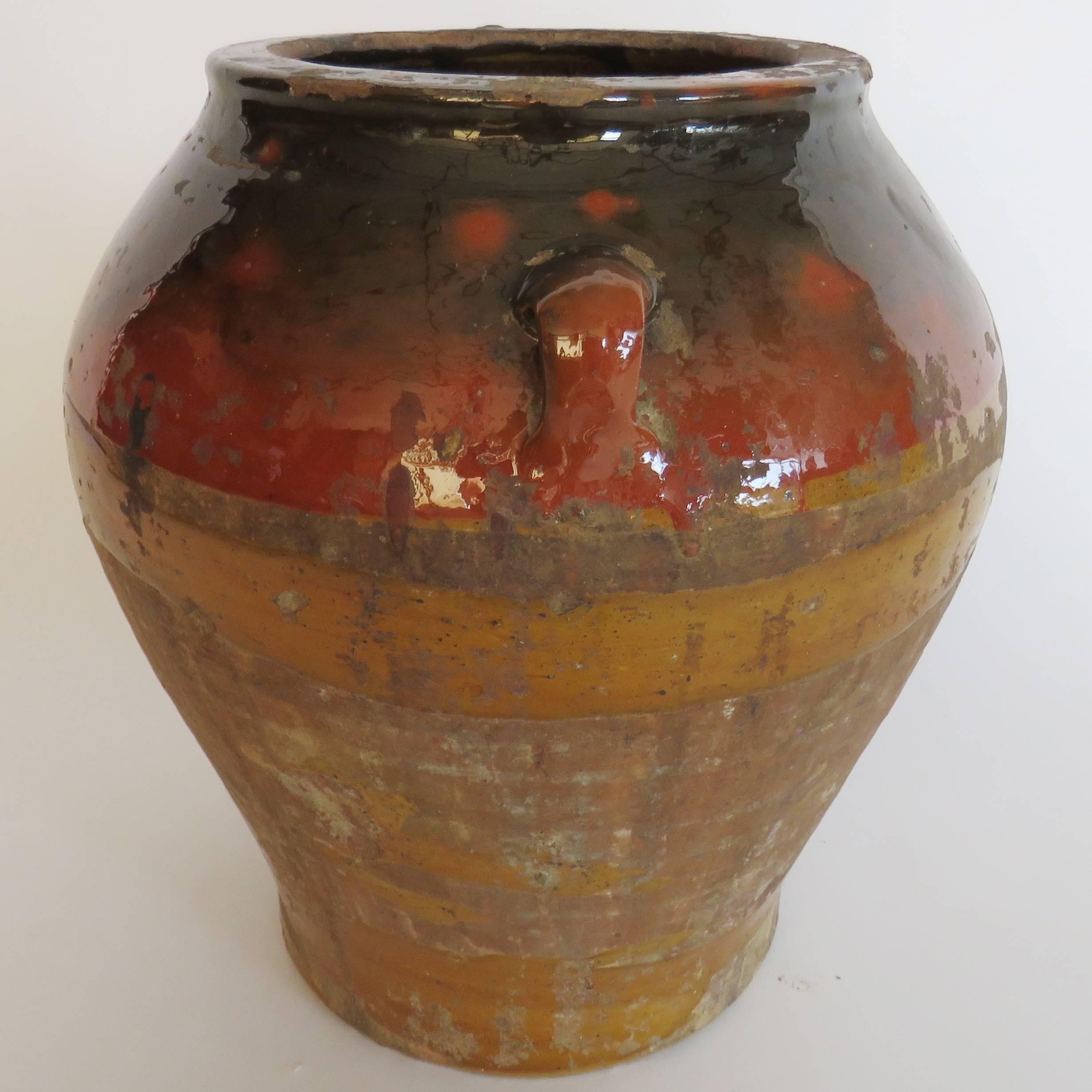 19th Century Glazed Terracotta Honey Pot In Good Condition For Sale In Alella, ES
