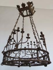 Early 19th Century, Italian Iron Chandelier with Candleholders