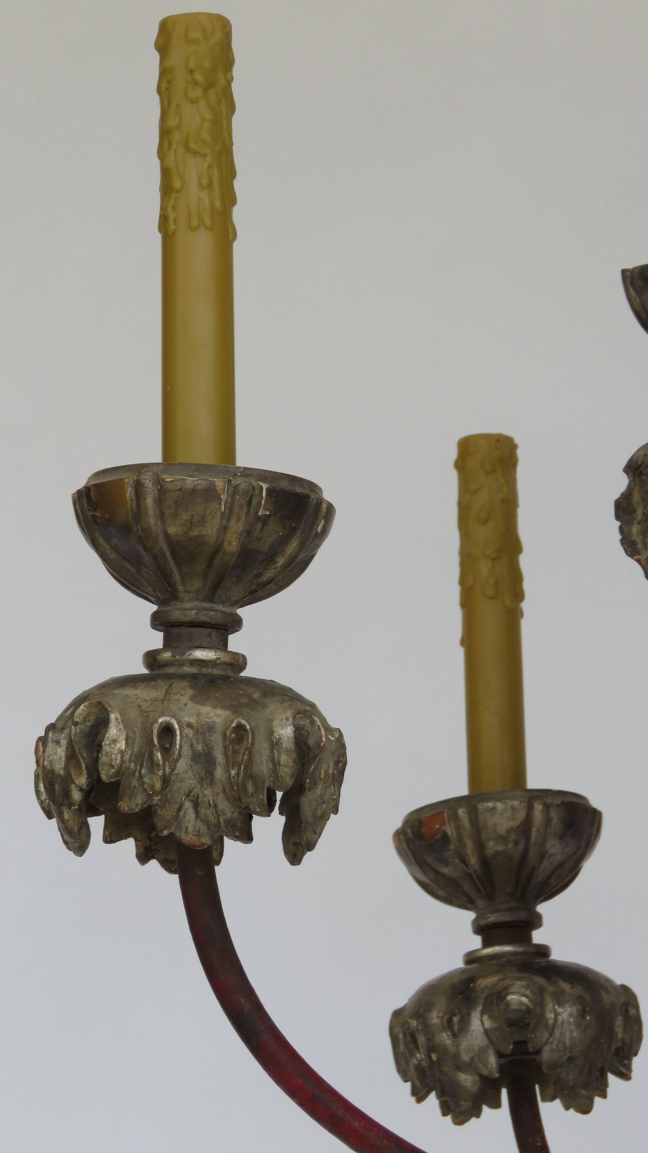 Early 19th Century Italian Large Painted Iron and Wood Chandelier 1