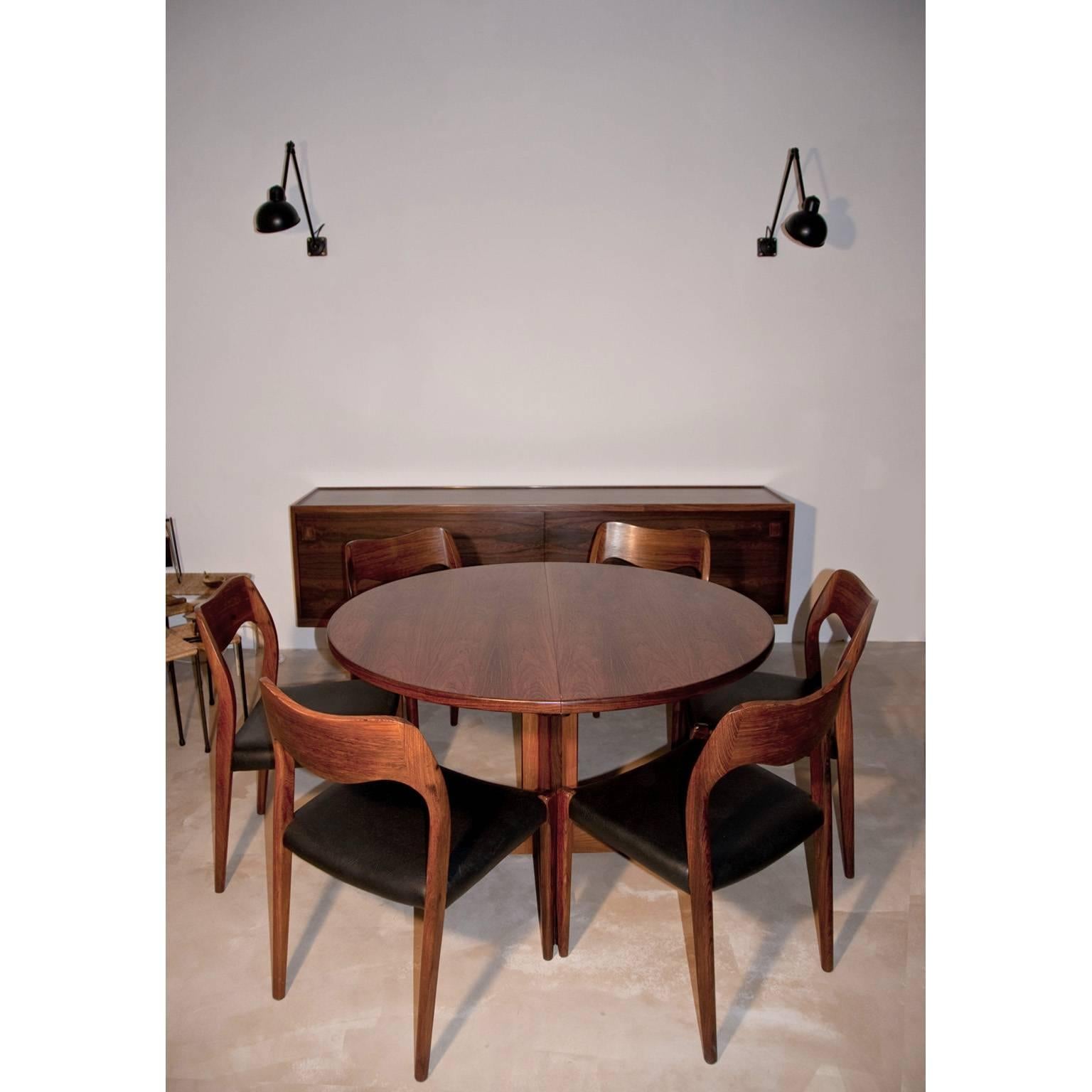 Danish Rosewood Dining Set by Moller Chairs No 71 and Table by Karl Ekselius For Sale 1