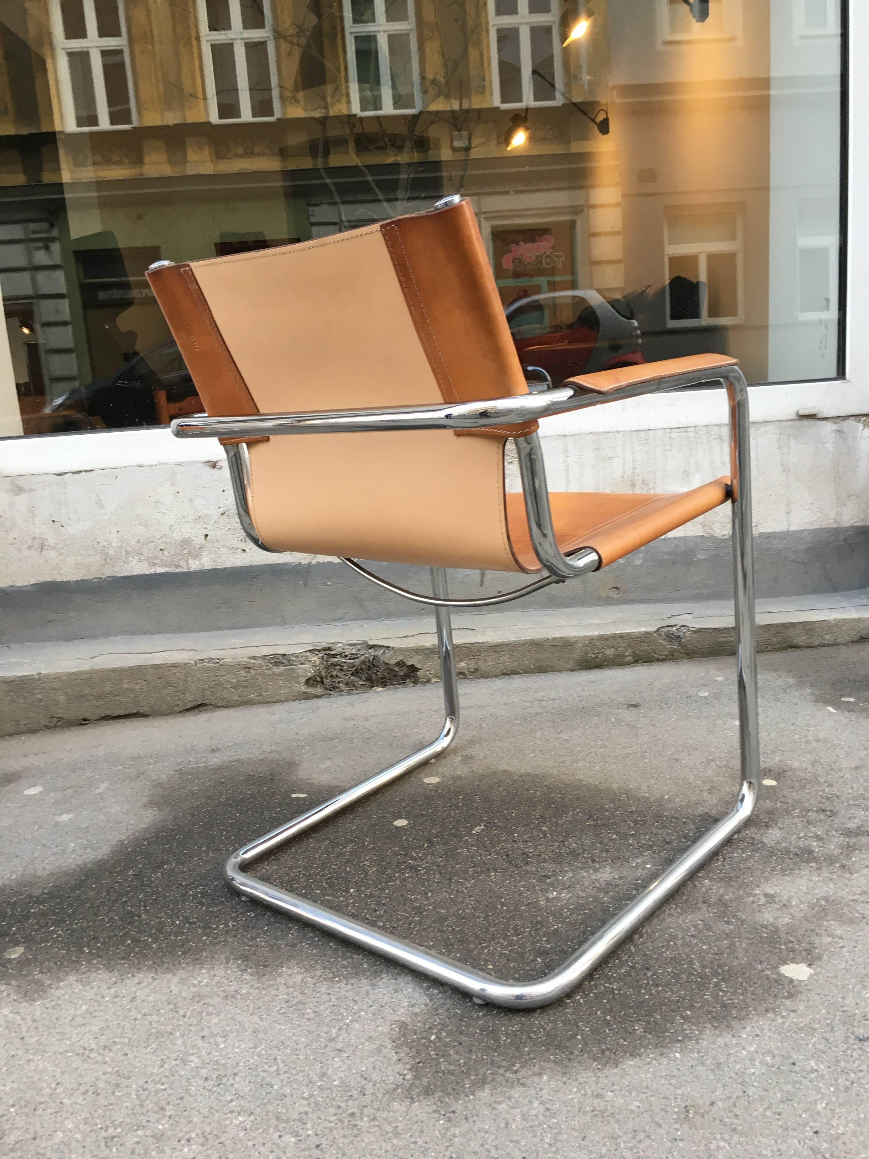 Fine Pair of Italian Leather Matteo Grassi Visitor Chairs For Sale 1
