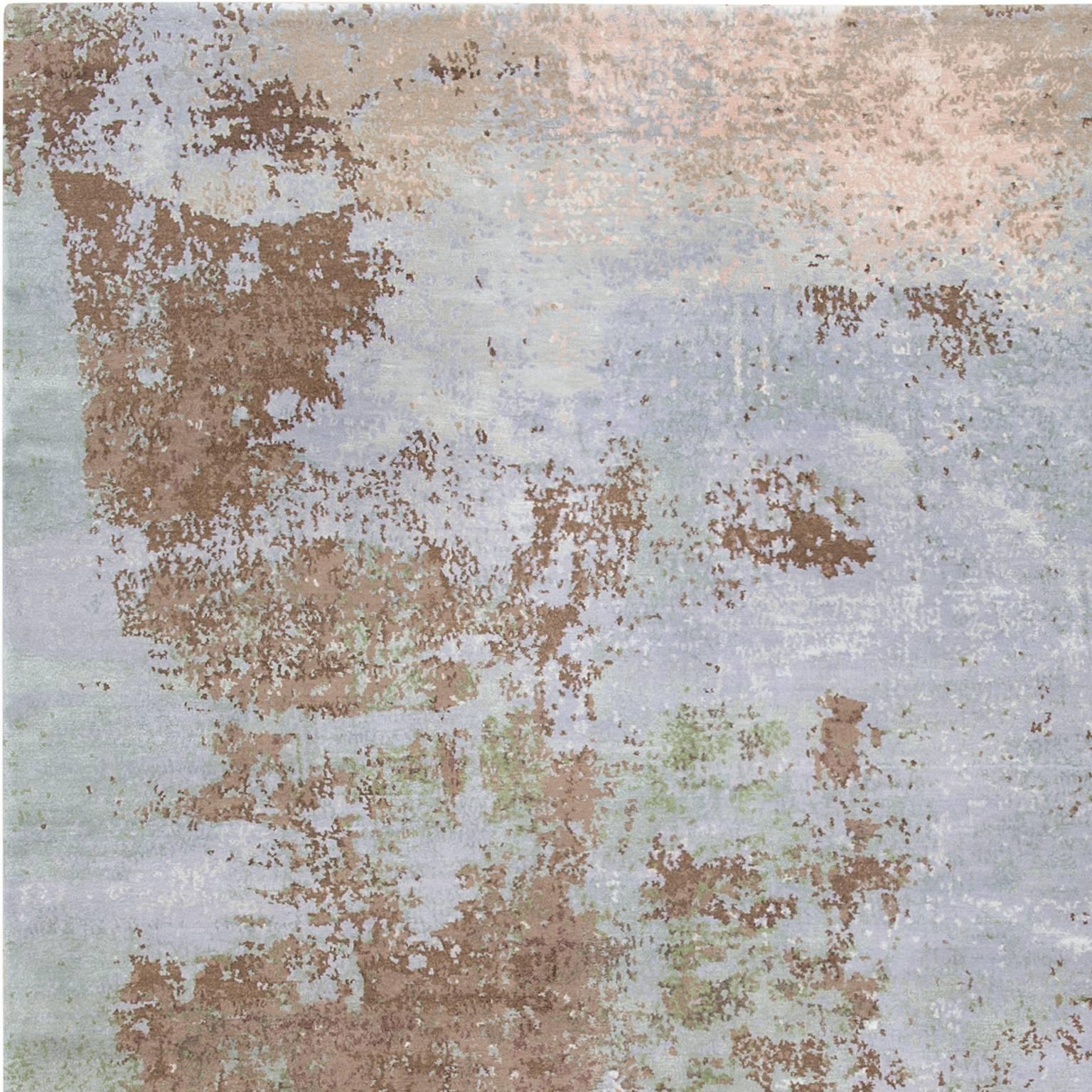From the canvas to the floor 'Elements' is based on an original oil painting and was one of the first rugs to be produced in the Abstract collection. With it’s merging colors and shimmering accents of silk 'Elements' brings serenity and calm to the