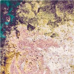 'English Rose_Teal' Hand-Knotted Tibetan Contemporary Abstract Rug Wool & Silk