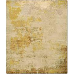 'Elements No. 01_Gold' Hand-Knotted Tibetan Modern Abstract Rug Wool & Silk