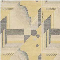 'Art Deco_Lemon' Hand-Knotted Tibetan Contemporary Geometric Rug Wool & Silk