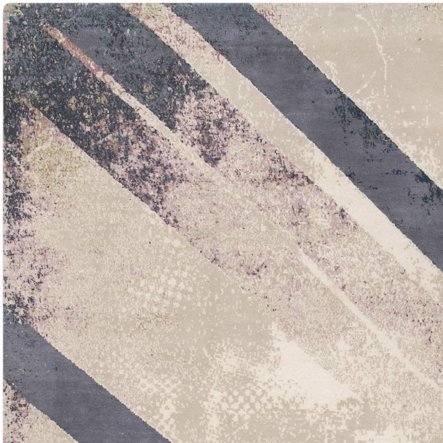 A geometric yet abstract design that uses the iconic chevron pattern. With it's eroded lines and border 'Chevron' is a modern rug that combines both concepts, geometric and abstract.