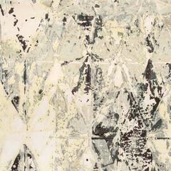 'Mirror_Yellow Grey' Hand-Knotted Tibetan Modern Abstract Rug Wool & Silk