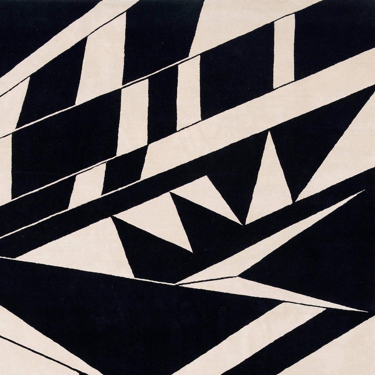 black and white geometric rug