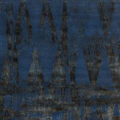 'Diamonds_Vintage Midnight Blue' Hand-Knotted Tibetan Modern Geometric Rug