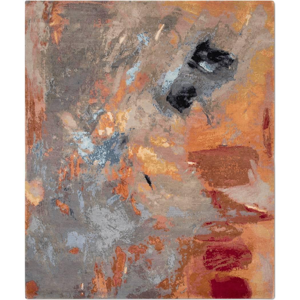 'Canvas Original' Hand-Knotted Contemporary, abstract, wool & silk, Tibetan Rug  For Sale