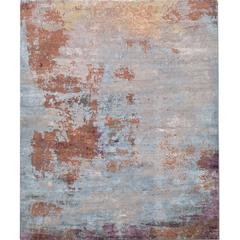 'Elements No. 01_Blue Rain' Hand-Knotted Tibetan Rug Made in Nepal by Knots Rugs 3
