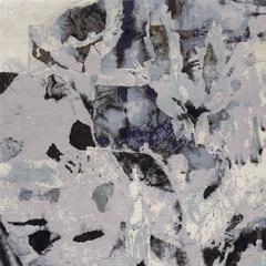 'Montage_Grey' Hand-Knotted Tibetan Contemporary Abstract Rug Wool & Silk