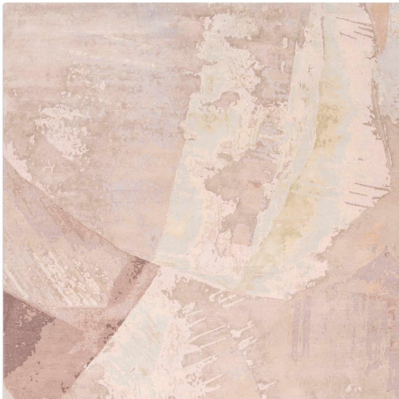 'Calcite' like the minerals rug inspired by natures gem stones, soft and subtle, one of the more delicate sophisticated designs in the Abstract collections. With the use of neutral tones, delicate hues with accents of silk this rug has a soft