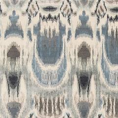 'Ekat Fashion_Modern Blue" Hand-Knotted Tibetan Modern Ikat Rug Wool & Silk