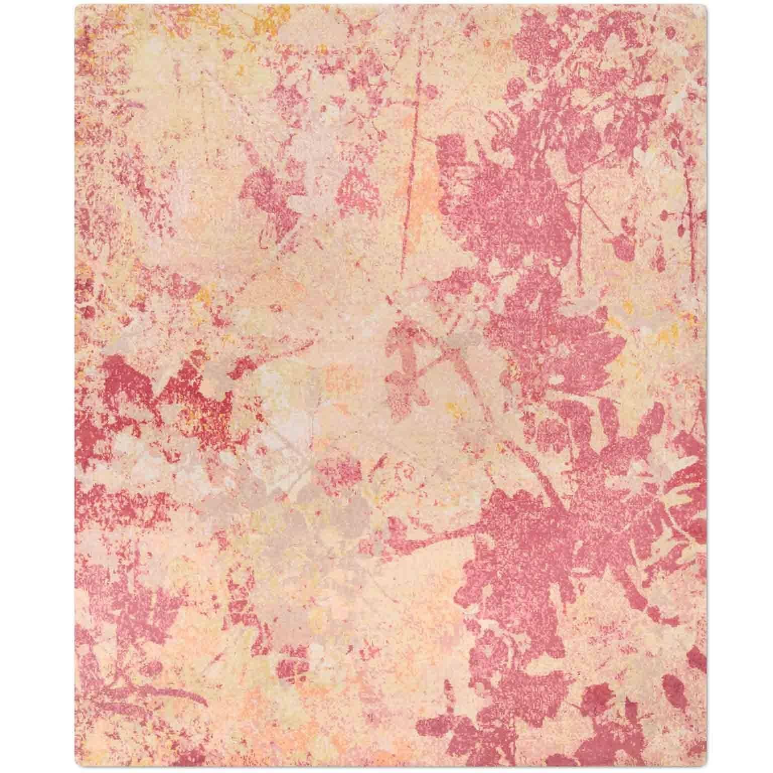 'Silhouette Sunset', Hand-Knotted Tibetan Contemporary Floral Rug Wool & Silk For Sale