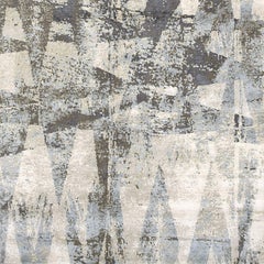 'Diamonds Multi_Blue' Hand-Knotted Tibetan Abstract Rug Wool & Silk from Nepal