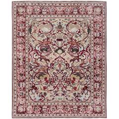 17th Century Modern Mexican Skulls Persian Knot Modern Vintage Rug Wool Silk