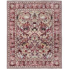 17th Century Modern Mexican Skulls Persian Knot Modern Vintage Rug Wool Silk