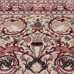 17th Century Modern Mexican Skulls Persian Knot Modern Vintage Rug Wool Silk