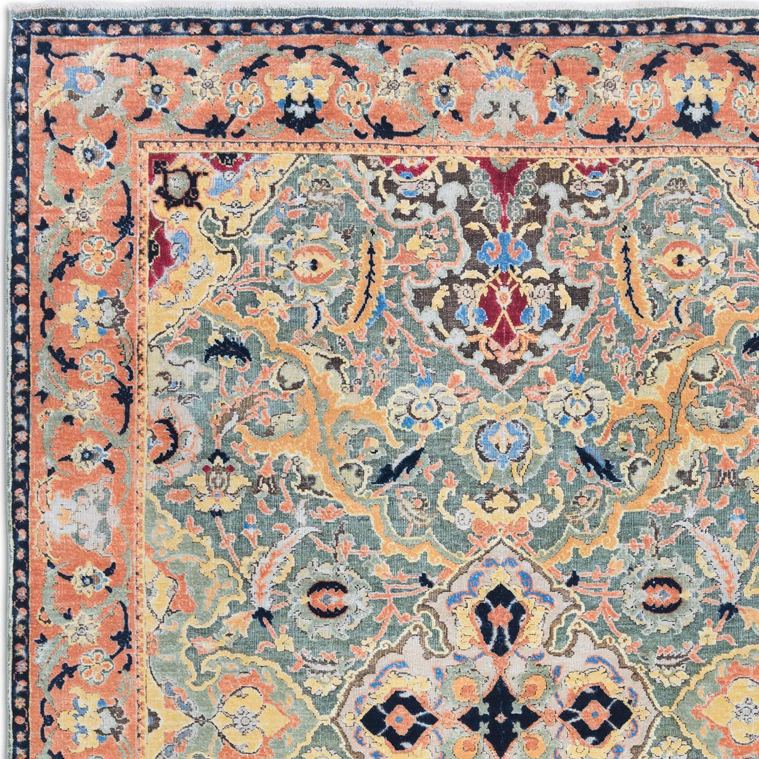 Knots Rugs presents the new '17th Century Modern_Polonaise No. 03'. Produced in Jaipur in 11/11 Persian knot quality from oxidized wool and silk.
This piece is number 1/10 of this special Limited Edition collection produced by Knots rugs. The