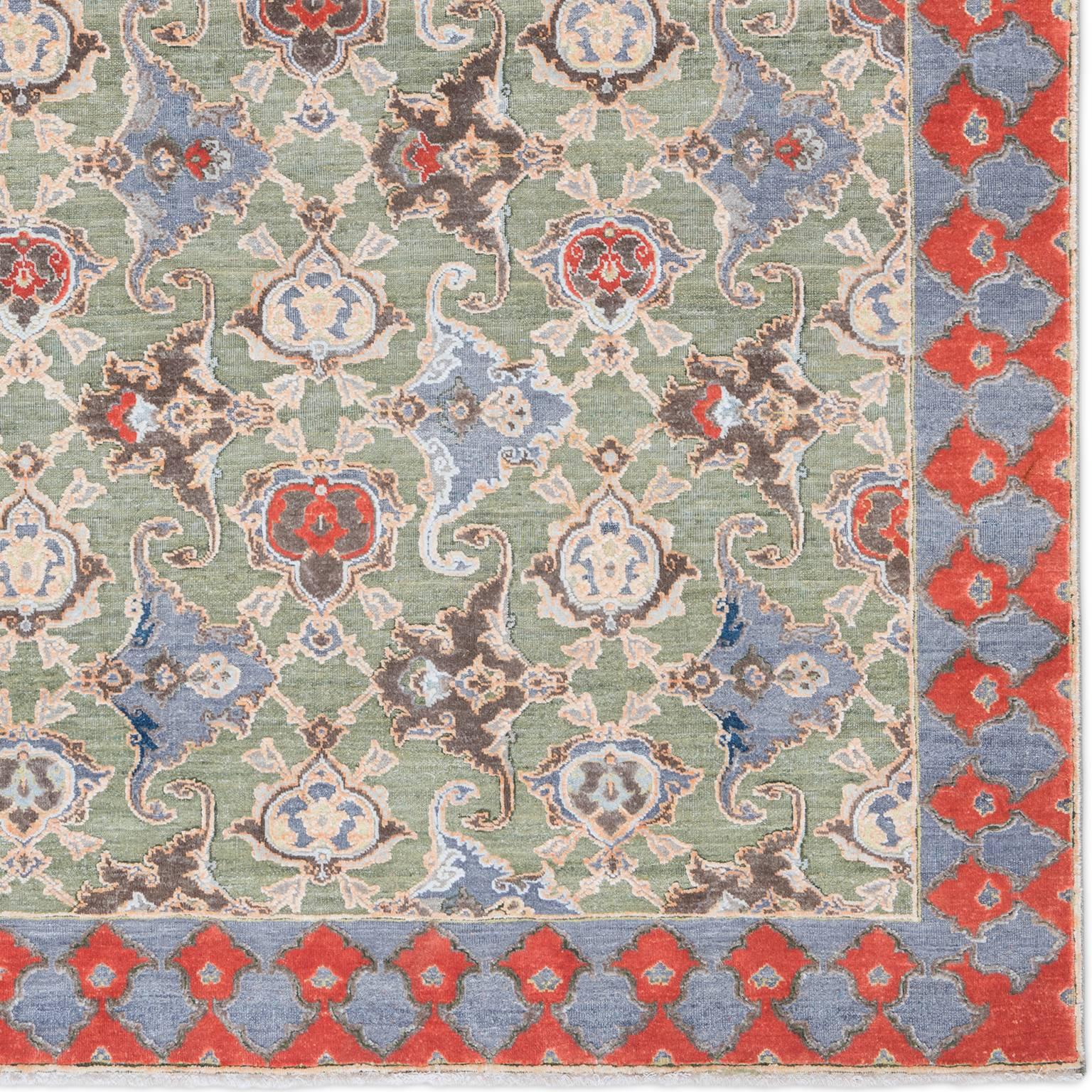 Modern '17th Century Classic_Polonaise No. 05' Jaipur Persian Knot Vintage Wool Silk For Sale