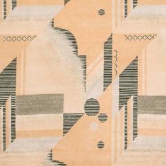 'Art Deco_Melon' Hand-Knotted Tibetan Contemporary Geometric Rug Wool & Silk
